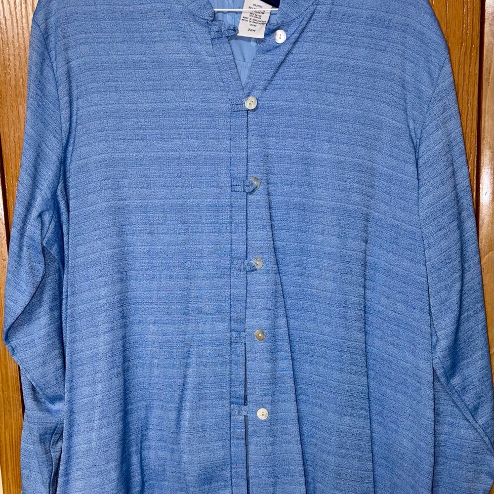 Susan Gail Plus Sz 22W Floral Blue Blouse & under tank Set